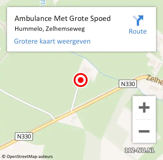 Locatie op kaart van de 112 melding: Ambulance Met Grote Spoed Naar Hummelo, Zelhemseweg op 29 augustus 2014 19:22