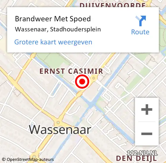 Locatie op kaart van de 112 melding: Brandweer Met Spoed Naar Wassenaar, Stadhoudersplein op 21 juni 2023 14:18