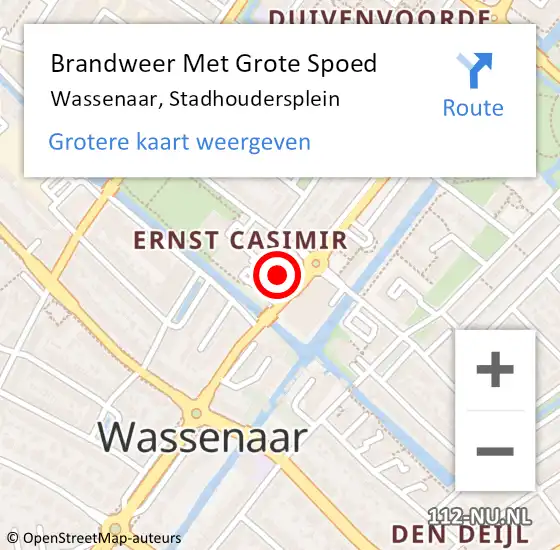 Locatie op kaart van de 112 melding: Brandweer Met Grote Spoed Naar Wassenaar, Stadhoudersplein op 21 juni 2023 14:18