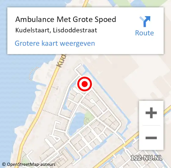 Locatie op kaart van de 112 melding: Ambulance Met Grote Spoed Naar Kudelstaart, Lisdoddestraat op 21 juni 2023 14:25