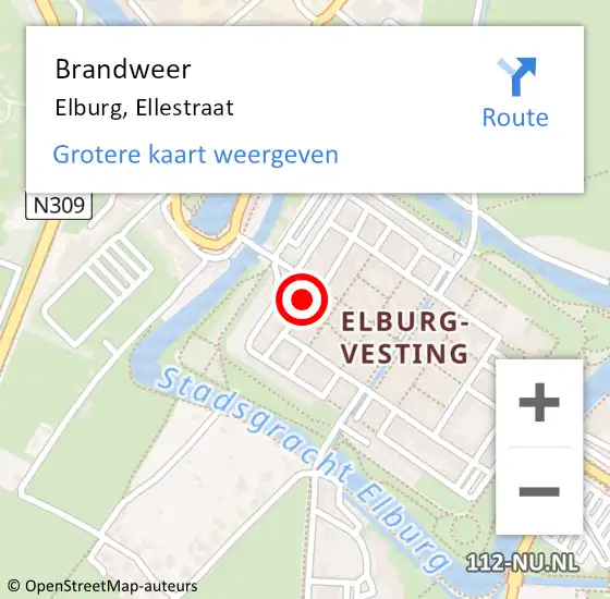 Locatie op kaart van de 112 melding: Brandweer Elburg, Ellestraat op 21 juni 2023 14:29