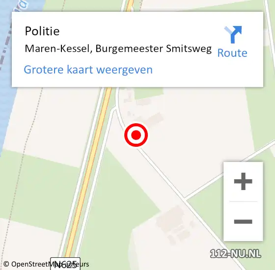 Locatie op kaart van de 112 melding: Politie Maren-Kessel, Burgemeester Smitsweg op 21 juni 2023 14:30
