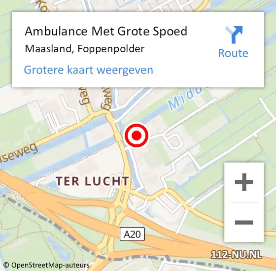 Locatie op kaart van de 112 melding: Ambulance Met Grote Spoed Naar Maasland, Foppenpolder op 21 juni 2023 14:39