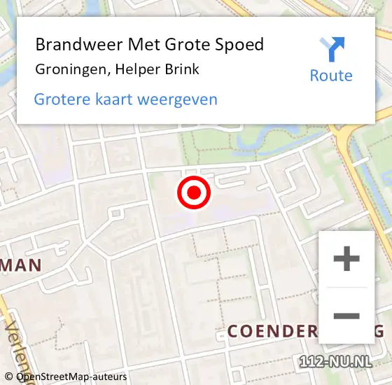 Locatie op kaart van de 112 melding: Brandweer Met Grote Spoed Naar Groningen, Helper Brink op 21 juni 2023 15:06