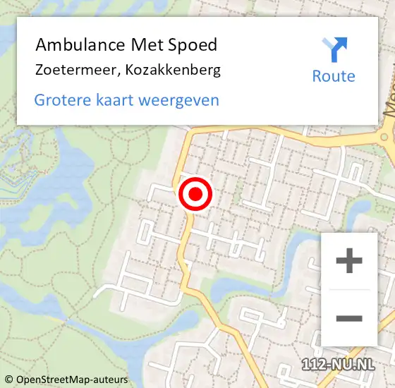 Locatie op kaart van de 112 melding: Ambulance Met Spoed Naar Zoetermeer, Kozakkenberg op 21 juni 2023 15:25