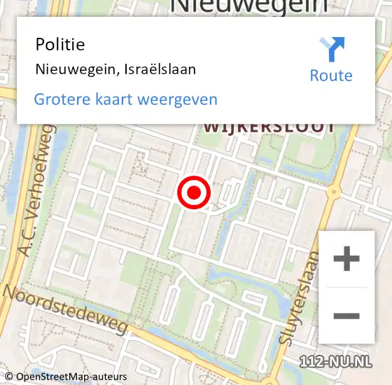 Locatie op kaart van de 112 melding: Politie Nieuwegein, Israëlslaan op 21 juni 2023 15:35