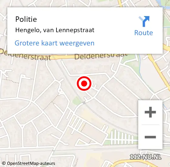 Locatie op kaart van de 112 melding: Politie Hengelo, van Lennepstraat op 21 juni 2023 15:37