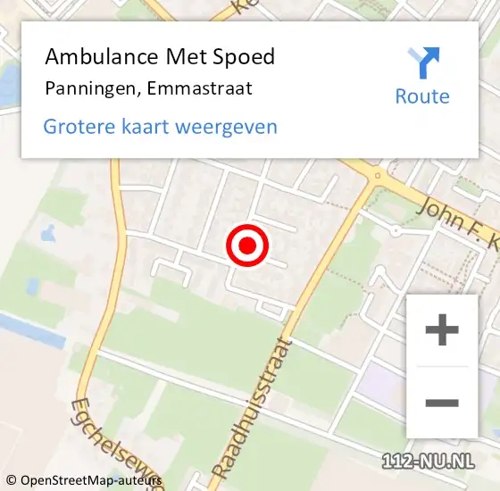 Locatie op kaart van de 112 melding: Ambulance Met Spoed Naar Panningen, Emmastraat op 29 augustus 2014 19:46