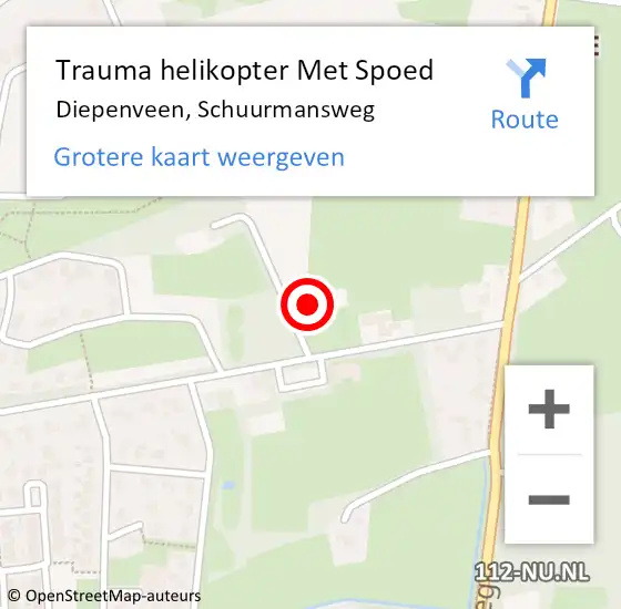 Locatie op kaart van de 112 melding: Trauma helikopter Met Spoed Naar Diepenveen, Schuurmansweg op 21 juni 2023 16:32