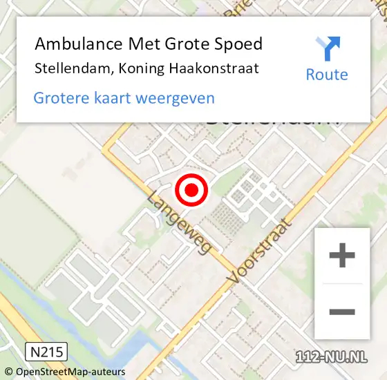 Locatie op kaart van de 112 melding: Ambulance Met Grote Spoed Naar Stellendam, Koning Haakonstraat op 21 juni 2023 16:33
