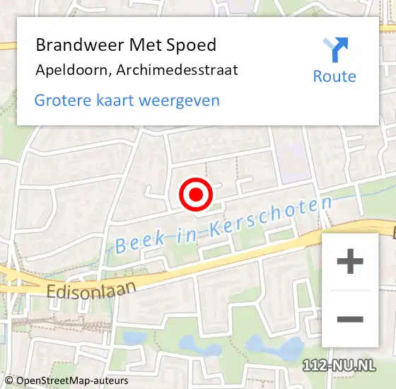 Locatie op kaart van de 112 melding: Brandweer Met Spoed Naar Apeldoorn, Archimedesstraat op 21 juni 2023 16:38