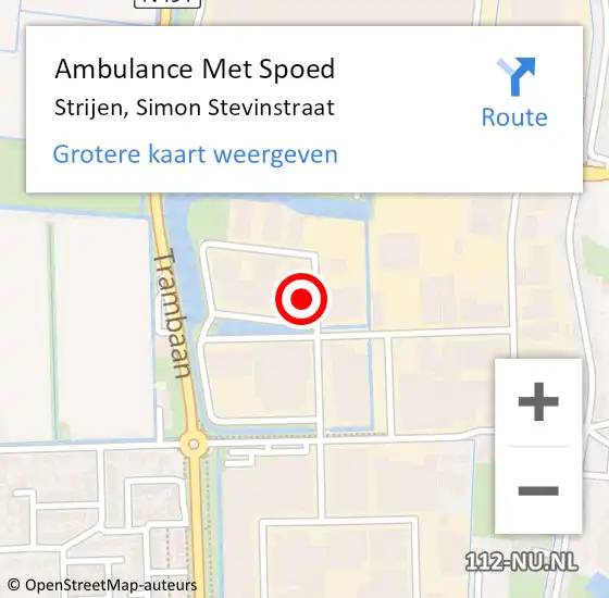 Locatie op kaart van de 112 melding: Ambulance Met Spoed Naar Strijen, Simon Stevinstraat op 21 juni 2023 16:43