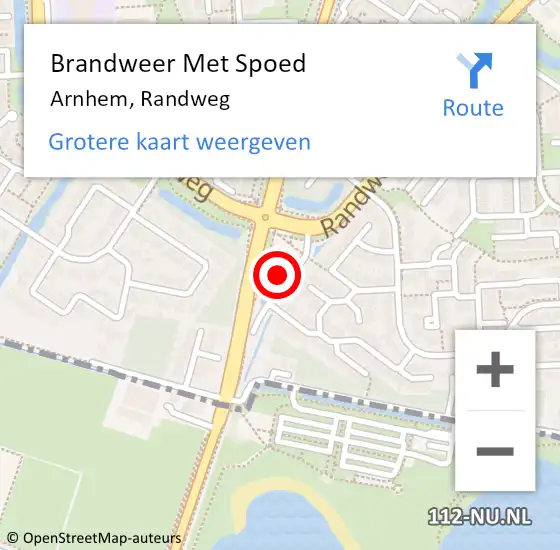 Locatie op kaart van de 112 melding: Brandweer Met Spoed Naar Arnhem, Randweg op 21 juni 2023 16:54