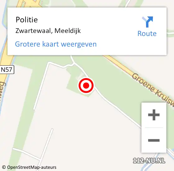 Locatie op kaart van de 112 melding: Politie Zwartewaal, Meeldijk op 21 juni 2023 16:58