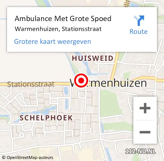 Locatie op kaart van de 112 melding: Ambulance Met Grote Spoed Naar Warmenhuizen, Stationsstraat op 21 juni 2023 17:13