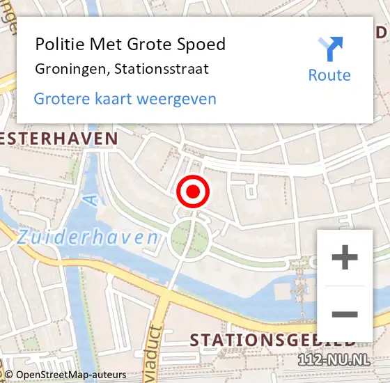 Locatie op kaart van de 112 melding: Politie Met Grote Spoed Naar Groningen, Stationsstraat op 21 juni 2023 17:22