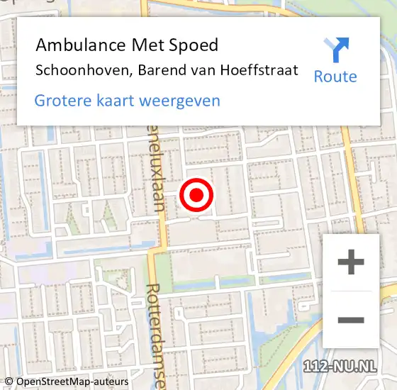 Locatie op kaart van de 112 melding: Ambulance Met Spoed Naar Schoonhoven, Barend van Hoeffstraat op 21 juni 2023 17:29