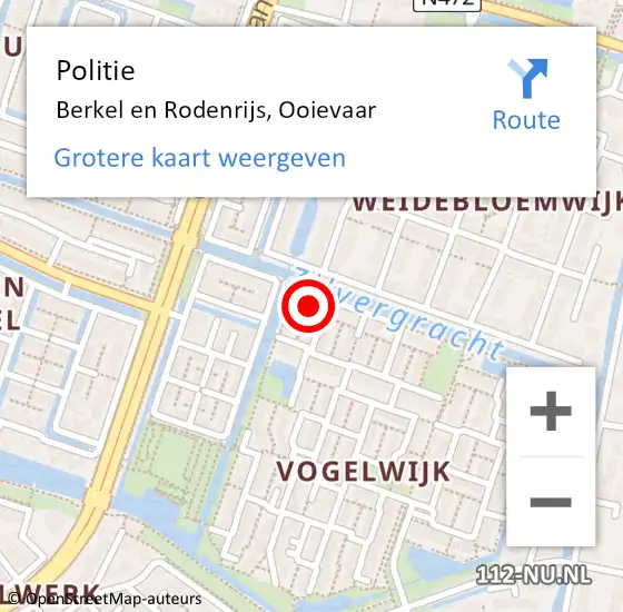 Locatie op kaart van de 112 melding: Politie Berkel en Rodenrijs, Ooievaar op 21 juni 2023 17:33