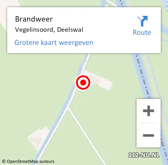 Locatie op kaart van de 112 melding: Brandweer Vegelinsoord, Deelswal op 21 juni 2023 17:33