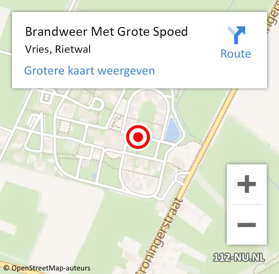 Locatie op kaart van de 112 melding: Brandweer Met Grote Spoed Naar Vries, Rietwal op 21 juni 2023 17:35