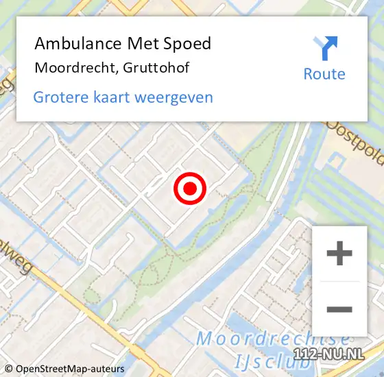 Locatie op kaart van de 112 melding: Ambulance Met Spoed Naar Moordrecht, Gruttohof op 21 juni 2023 17:35