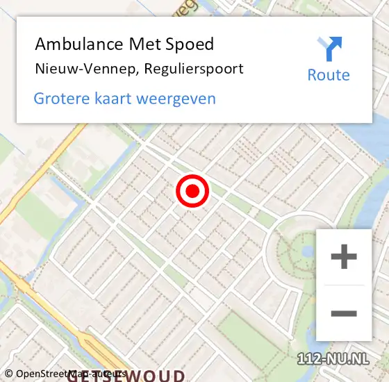 Locatie op kaart van de 112 melding: Ambulance Met Spoed Naar Nieuw-Vennep, Regulierspoort op 21 juni 2023 17:46