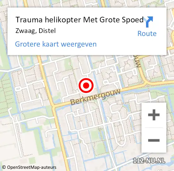 Locatie op kaart van de 112 melding: Trauma helikopter Met Grote Spoed Naar Zwaag, Distel op 21 juni 2023 18:06