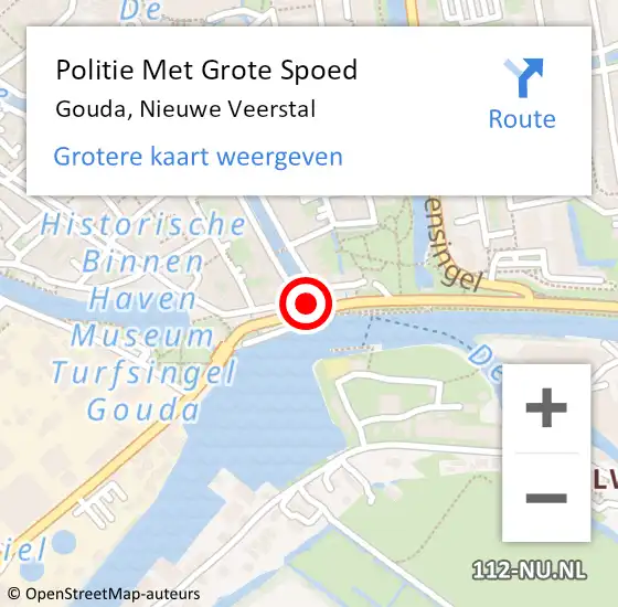 Locatie op kaart van de 112 melding: Politie Met Grote Spoed Naar Gouda, Nieuwe Veerstal op 21 juni 2023 18:10