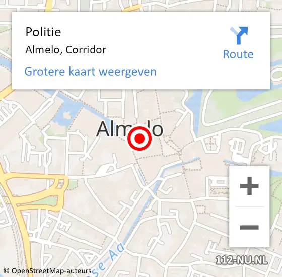 Locatie op kaart van de 112 melding: Politie Almelo, Corridor op 21 juni 2023 18:30