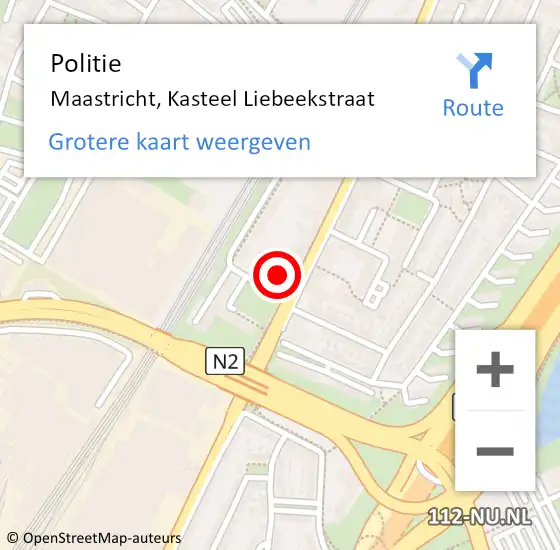 Locatie op kaart van de 112 melding: Politie Maastricht, Kasteel Liebeekstraat op 21 juni 2023 18:37