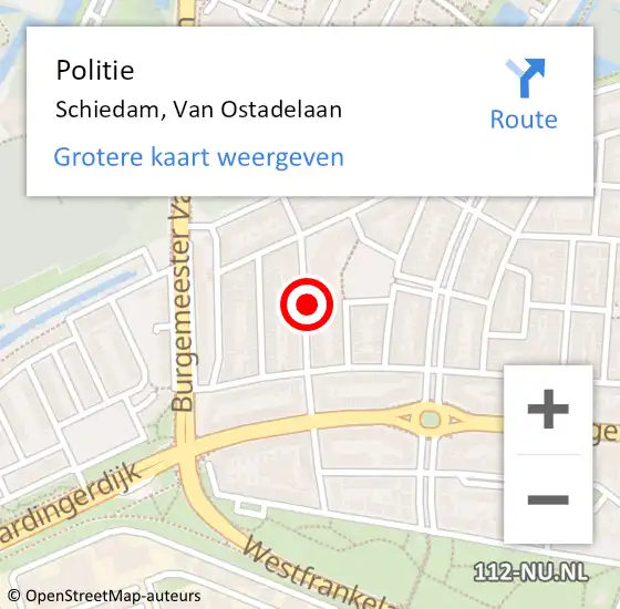 Locatie op kaart van de 112 melding: Politie Schiedam, Van Ostadelaan op 21 juni 2023 18:44