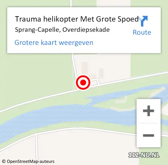 Locatie op kaart van de 112 melding: Trauma helikopter Met Grote Spoed Naar Sprang-Capelle, Overdiepsekade op 21 juni 2023 18:54