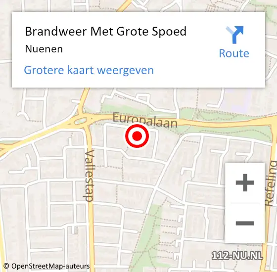 Locatie op kaart van de 112 melding: Brandweer Met Grote Spoed Naar Nuenen op 21 juni 2023 18:57