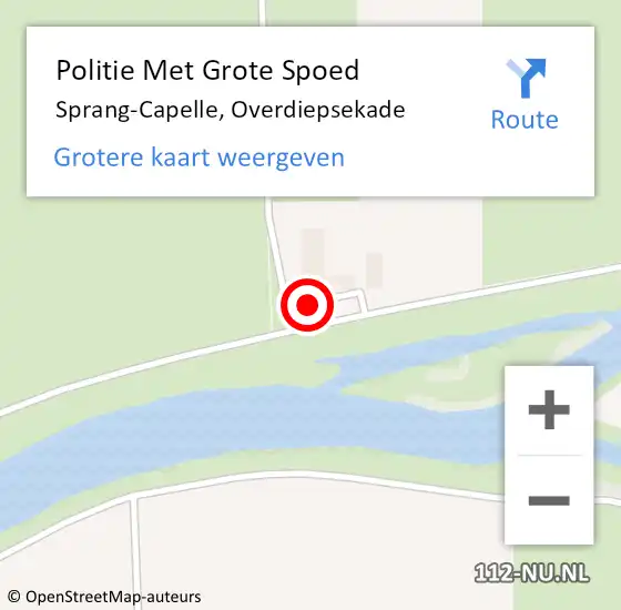 Locatie op kaart van de 112 melding: Politie Met Grote Spoed Naar Sprang-Capelle, Overdiepsekade op 21 juni 2023 19:03