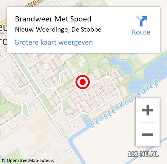 Locatie op kaart van de 112 melding: Brandweer Met Spoed Naar Nieuw-Weerdinge, De Stobbe op 21 juni 2023 19:32