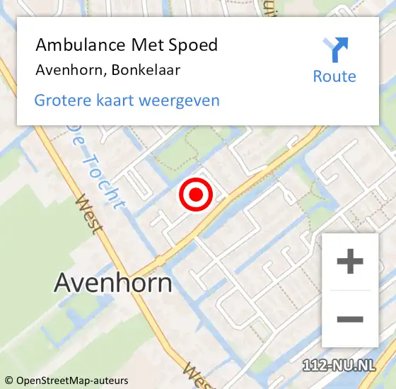 Locatie op kaart van de 112 melding: Ambulance Met Spoed Naar Avenhorn, Bonkelaar op 21 juni 2023 19:38