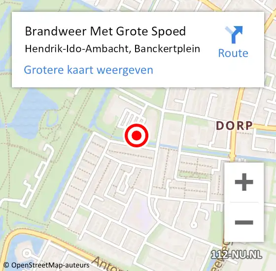 Locatie op kaart van de 112 melding: Brandweer Met Grote Spoed Naar Hendrik-Ido-Ambacht, Banckertplein op 21 juni 2023 19:50