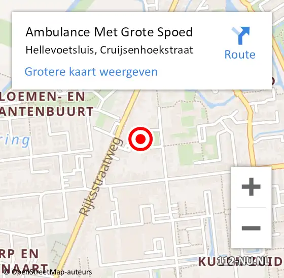 Locatie op kaart van de 112 melding: Ambulance Met Grote Spoed Naar Hellevoetsluis, Cruijsenhoekstraat op 21 juni 2023 20:08