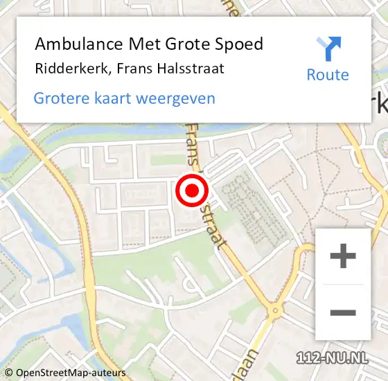 Locatie op kaart van de 112 melding: Ambulance Met Grote Spoed Naar Ridderkerk, Frans Halsstraat op 21 juni 2023 20:32