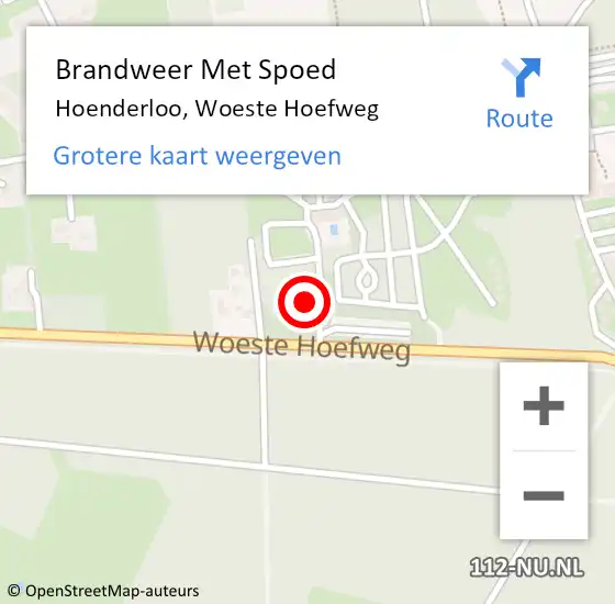 Locatie op kaart van de 112 melding: Brandweer Met Spoed Naar Hoenderloo, Woeste Hoefweg op 21 juni 2023 20:35