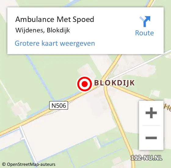 Locatie op kaart van de 112 melding: Ambulance Met Spoed Naar Wijdenes, Blokdijk op 21 juni 2023 20:47