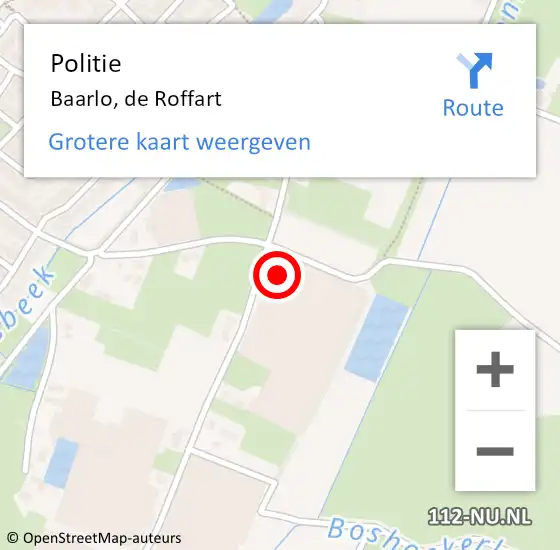 Locatie op kaart van de 112 melding: Politie Baarlo, de Roffart op 21 juni 2023 20:58