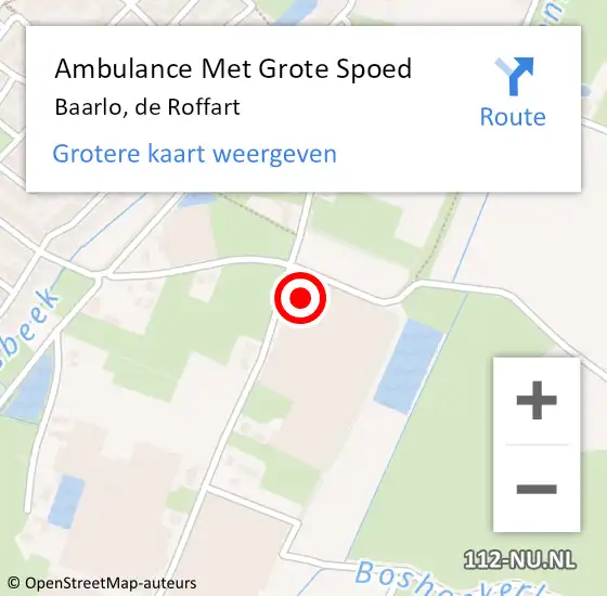 Locatie op kaart van de 112 melding: Ambulance Met Grote Spoed Naar Baarlo, de Roffart op 21 juni 2023 20:58