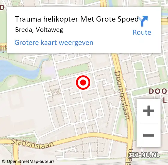 Locatie op kaart van de 112 melding: Trauma helikopter Met Grote Spoed Naar Breda, Voltaweg op 21 juni 2023 21:09