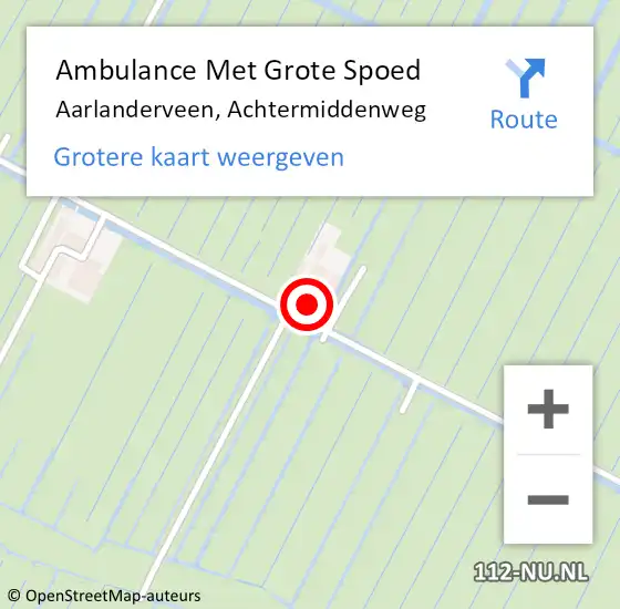 Locatie op kaart van de 112 melding: Ambulance Met Grote Spoed Naar Aarlanderveen, Achtermiddenweg op 21 juni 2023 21:13