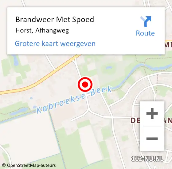 Locatie op kaart van de 112 melding: Brandweer Met Spoed Naar Horst, Afhangweg op 21 juni 2023 21:17