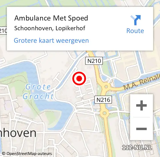 Locatie op kaart van de 112 melding: Ambulance Met Spoed Naar Schoonhoven, Lopikerhof op 21 juni 2023 21:20