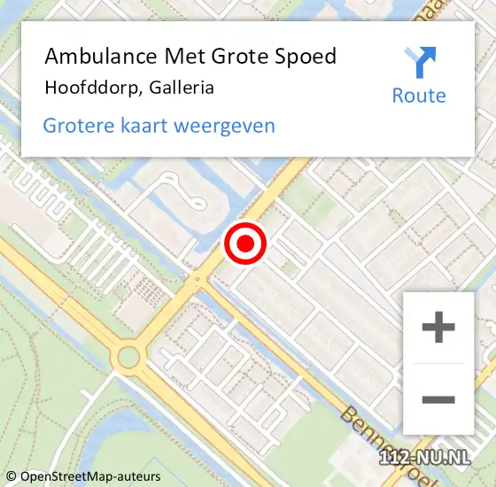 Locatie op kaart van de 112 melding: Ambulance Met Grote Spoed Naar Hoofddorp, Galleria op 21 juni 2023 21:23