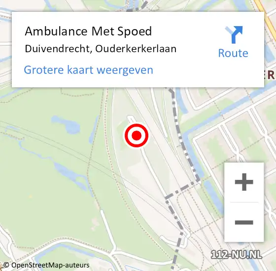 Locatie op kaart van de 112 melding: Ambulance Met Spoed Naar Duivendrecht, Ouderkerkerlaan op 21 juni 2023 22:06