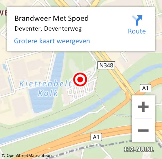 Locatie op kaart van de 112 melding: Brandweer Met Spoed Naar Deventer, Deventerweg op 21 juni 2023 22:14